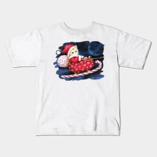 Kitten Santa on Candy Sleigh Kids T-Shirt